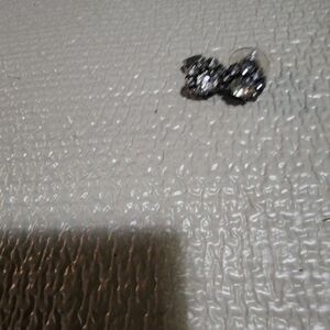 Vintage 1950s Albert Weiss Rhinestone Flower Cluster Silver Earrings